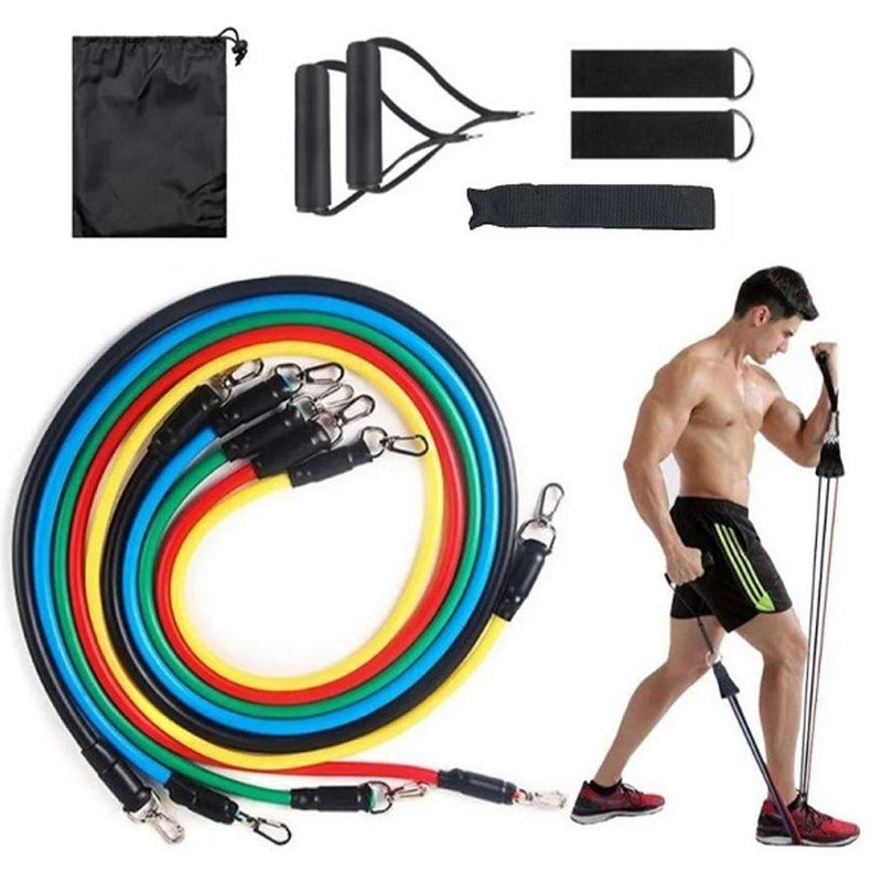 Kit Extensor Elastico 11 Peças Exercicio Fitness Pilates - Bonna-Shopp