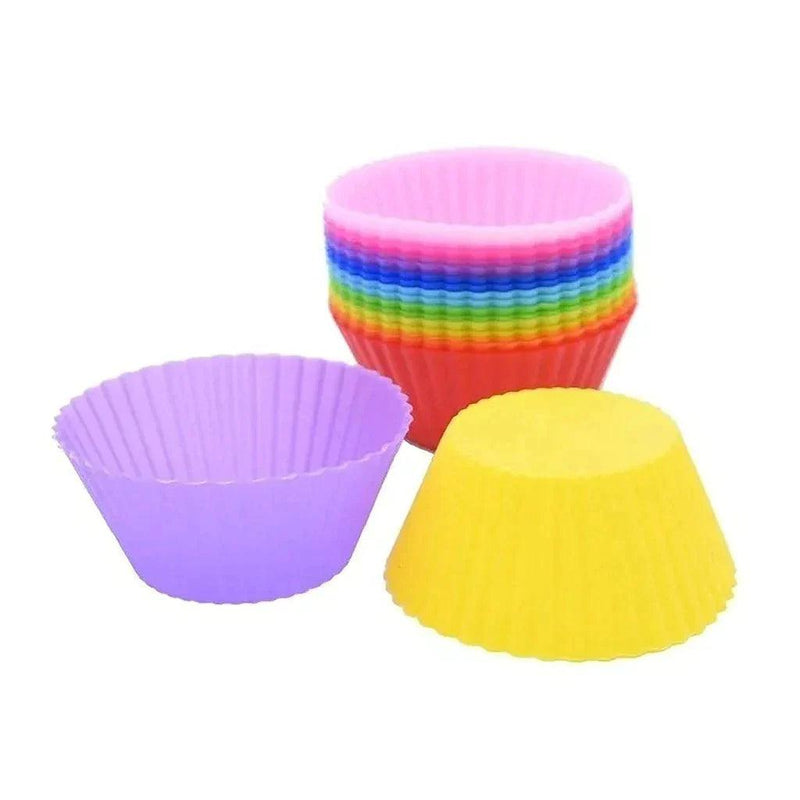 Formas Silicone Mini Cupcake Bolo Muffin Assadeira Kit Com 12 Unidades - Bonna-Shopp