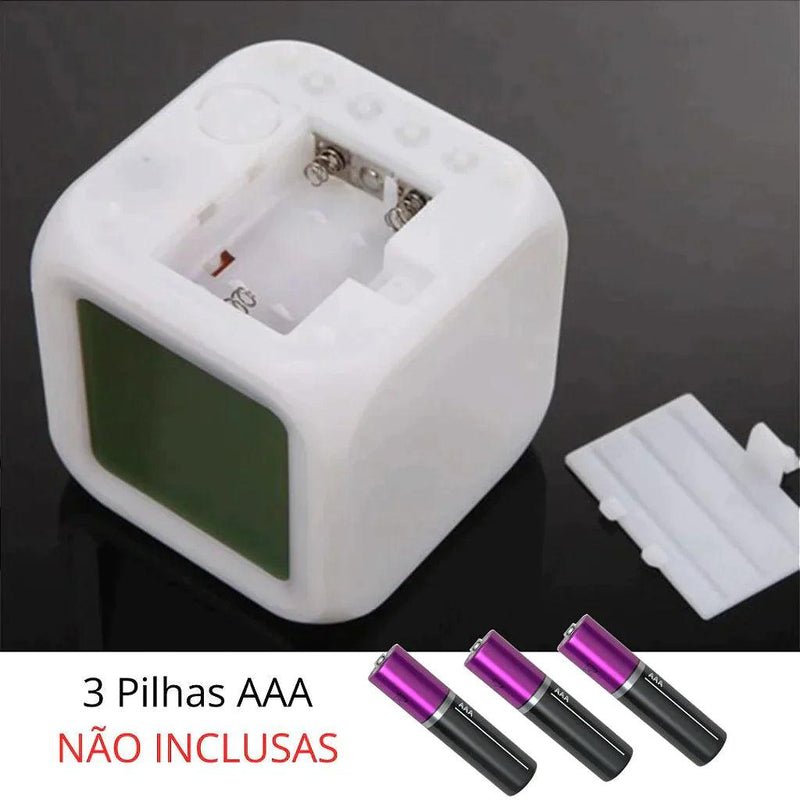 Relogio Cubo Digital Led Colorido Alarme Despertador De Cabeceira - Bonna-Shopp