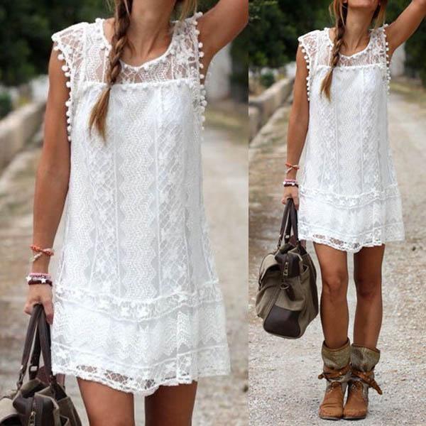 Vestido Curto Renda Boho - Bonna-Shopp