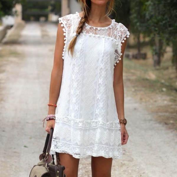 Vestido Curto Renda Boho - Bonna-Shopp